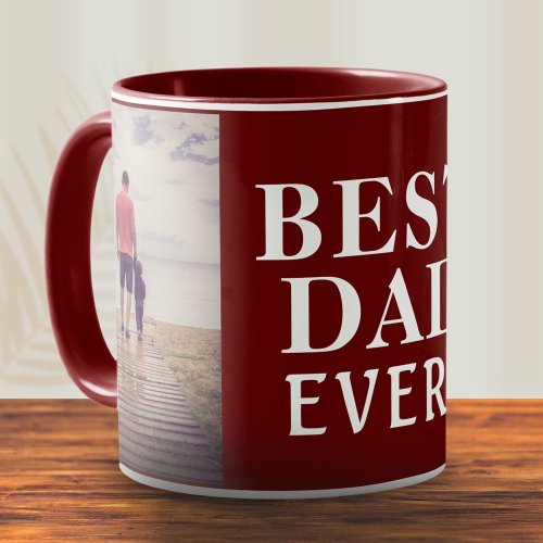 Best Bad Ever Fathers Day 2 Photo Collage Red Mug