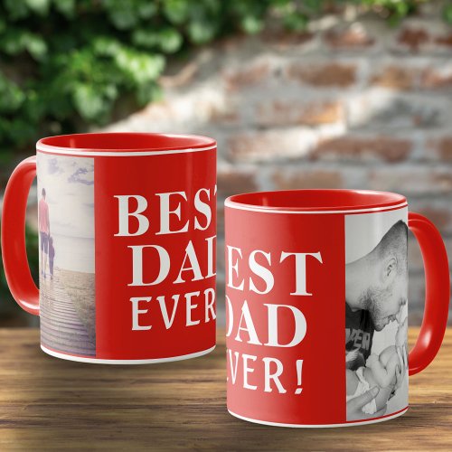 Best Bad Ever Fathers Day 2 Photo Collage Red  Mug
