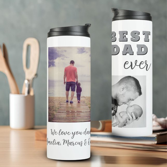 Best Bad Ever Father`s Day 2 Photo Collage Thermal Tumbler (Creator Uploaded)