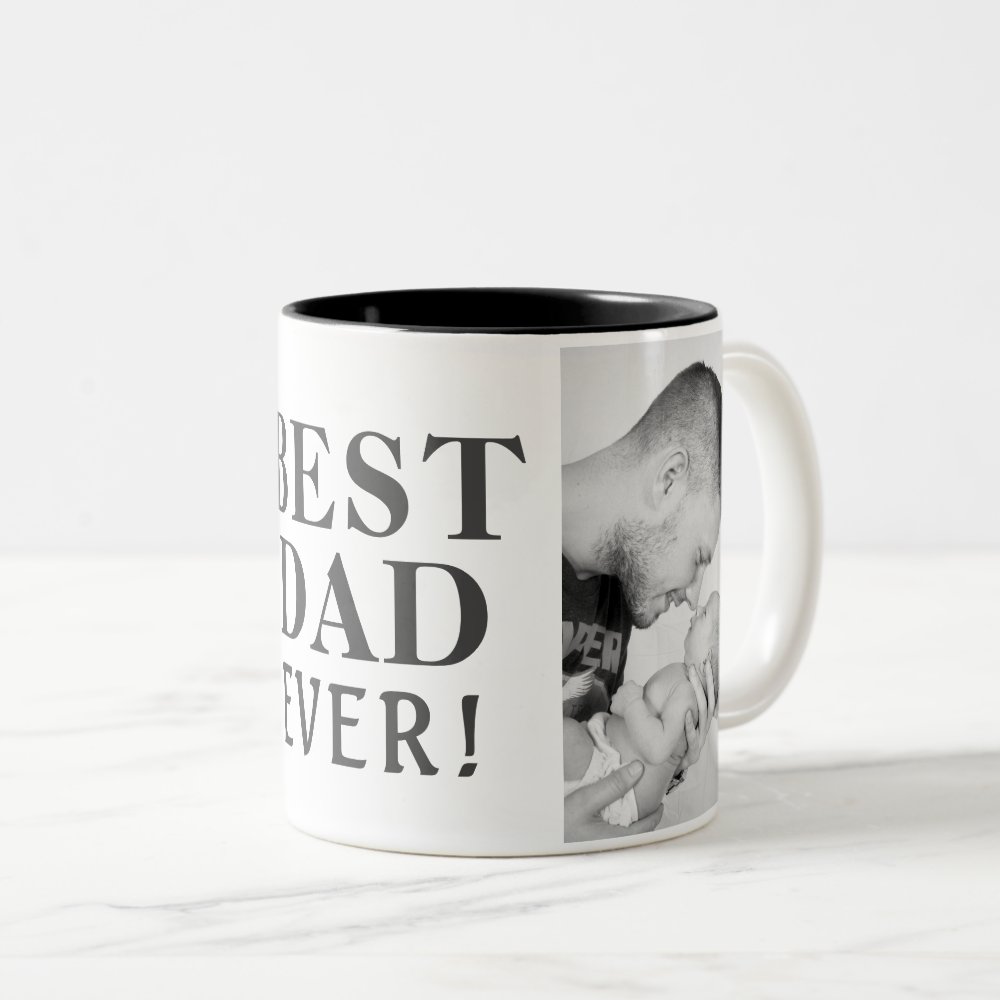 Disover Best Bad Ever Father`s Day 2 Photo Collage Two-Tone Coffee Mug