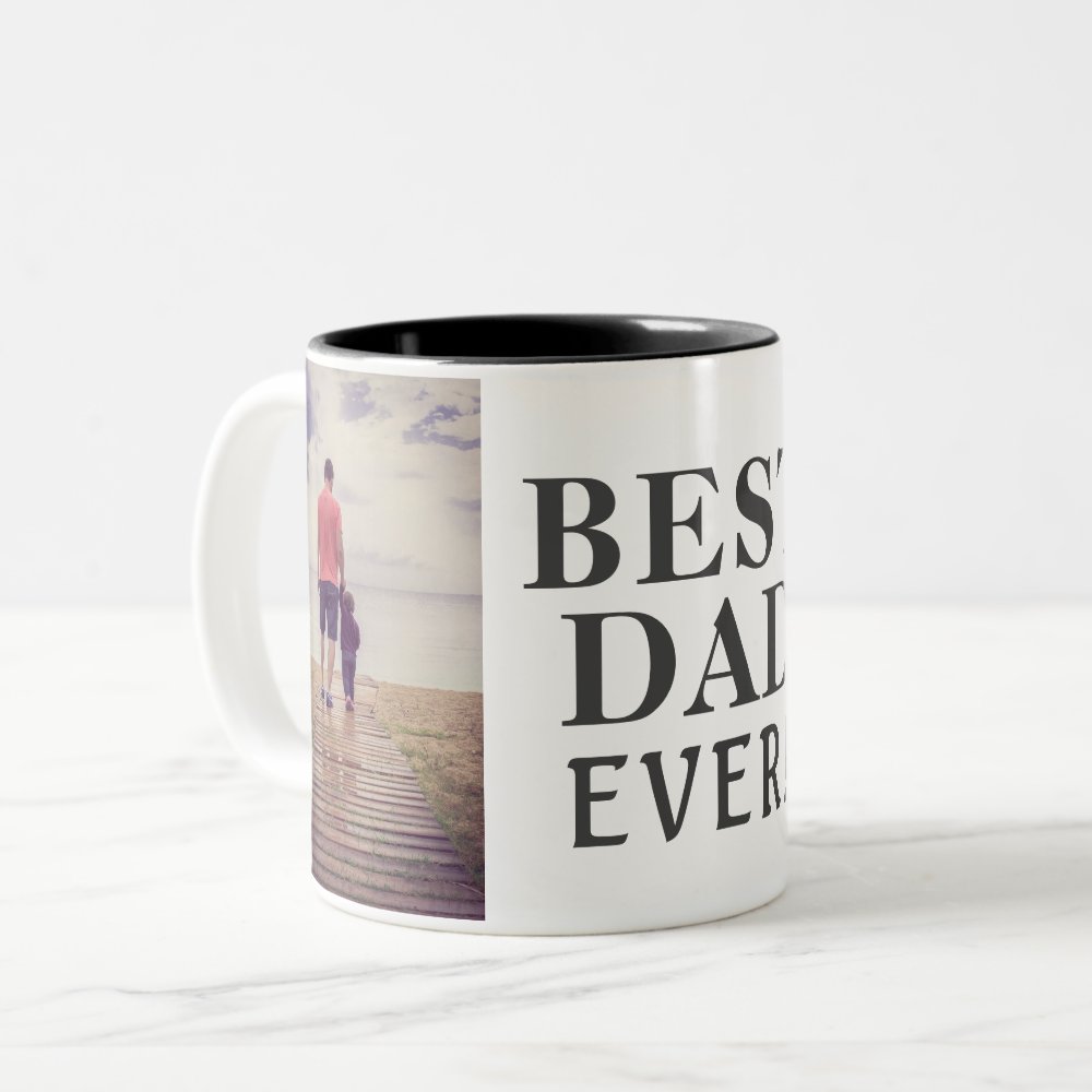 Discover Best Bad Ever Father`s Day 2 Photo Collage Two-Tone Coffee Mug