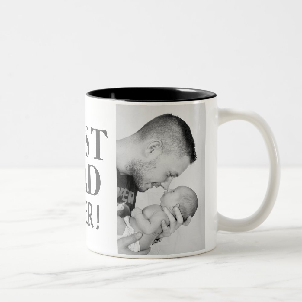 Disover Best Bad Ever Father`s Day 2 Photo Collage Two-Tone Coffee Mug