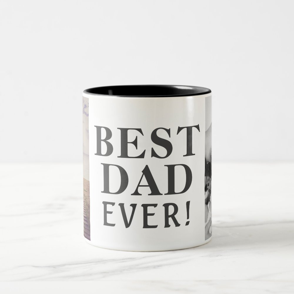 Discover Best Bad Ever Father`s Day 2 Photo Collage Two-Tone Coffee Mug