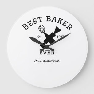 Best baker ever add name text baking est year cook large clock