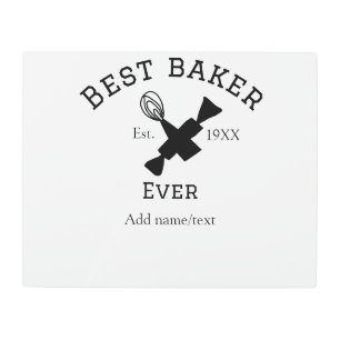 Best baker ever add name text baking est year cook metal print