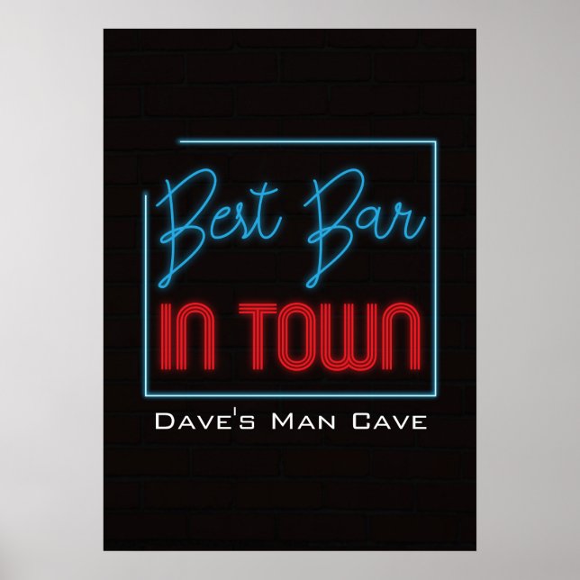 Best Bar in Town Neon Typographic Sign (Front)