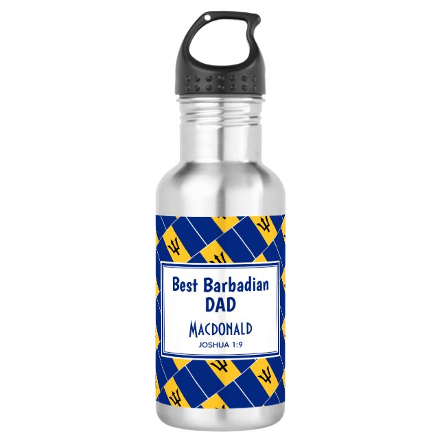 BEST BARBADIAN Barbados Flag Customized Stainless Steel Water Bottle (Front)