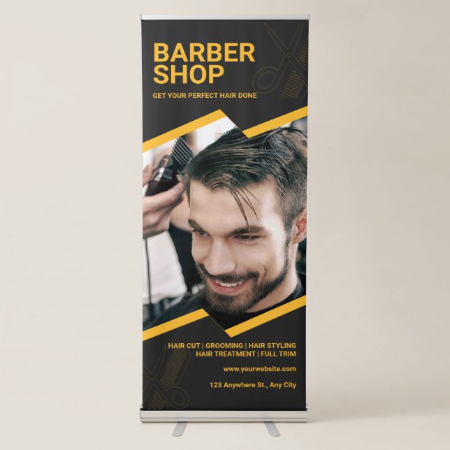 Best Barber Shop Retractable Banner (Front)