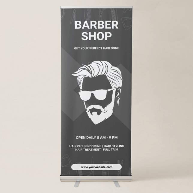 Best Barber Shop Vertical Retractable Banner (Front)