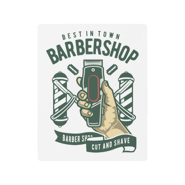 Best Barbershop Vintage Logo  Metal Print (Front)