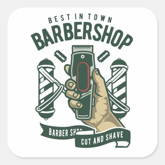 Best Barbershop Vintage Logo  Square Sticker (Front)