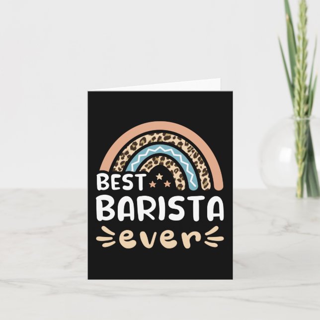 Best Barista ever Leopard Rainbow Gift Mom Card (Front)