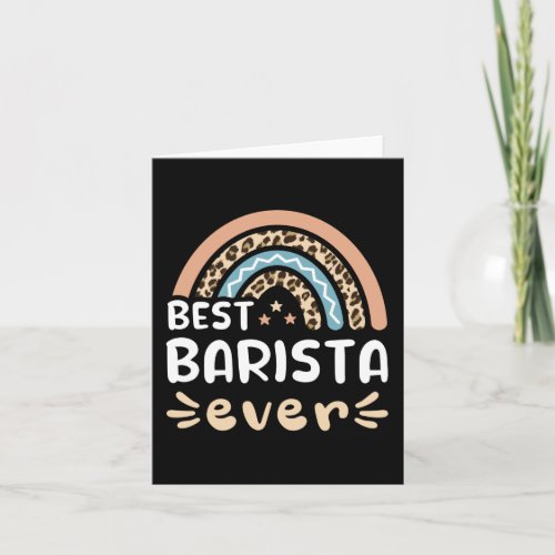 Best Barista ever Leopard Rainbow Gift Mom Card