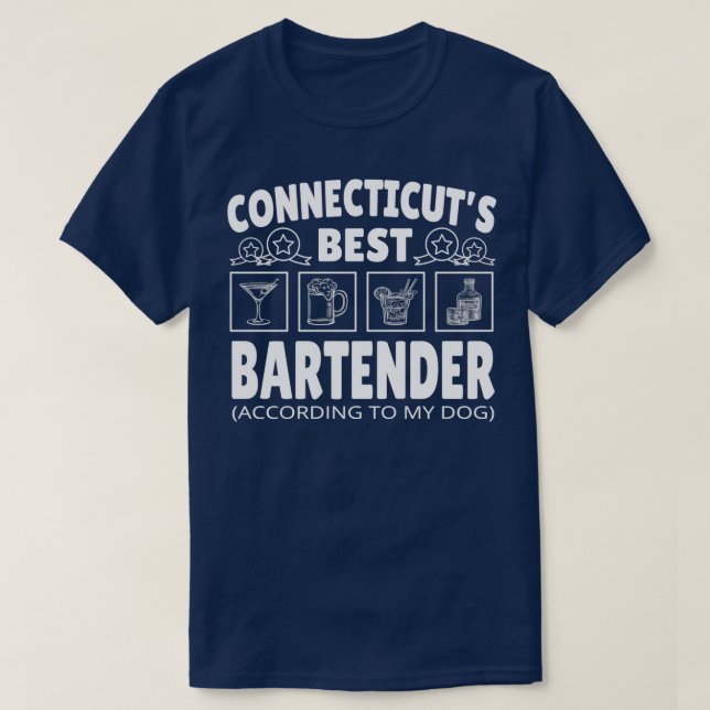 Best Bartender Connecticut T-Shirt (Design Front)