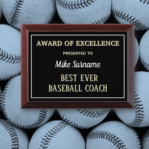 Best Baseball Coach Award Plaque