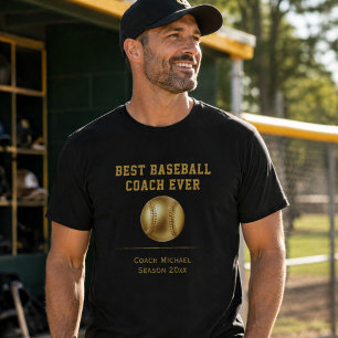 Best Baseball Coach Ever Elegant Black Gold Gift T-Shirt