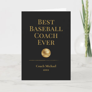 Best Baseball Coach Ever Elegant Black Gold Gift Thank You Card