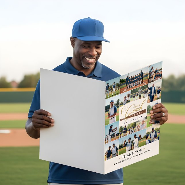 Best Baseball Coach Team Photo Collage Thank You  Card (Best Baseball Coach Team Photo Collage Thank You Card)
