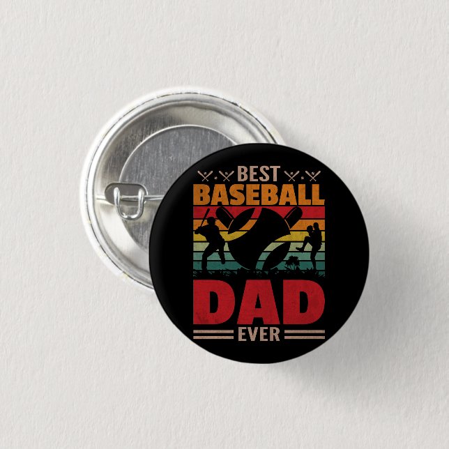 Best Baseball Dad Ever Button (Front & Back)