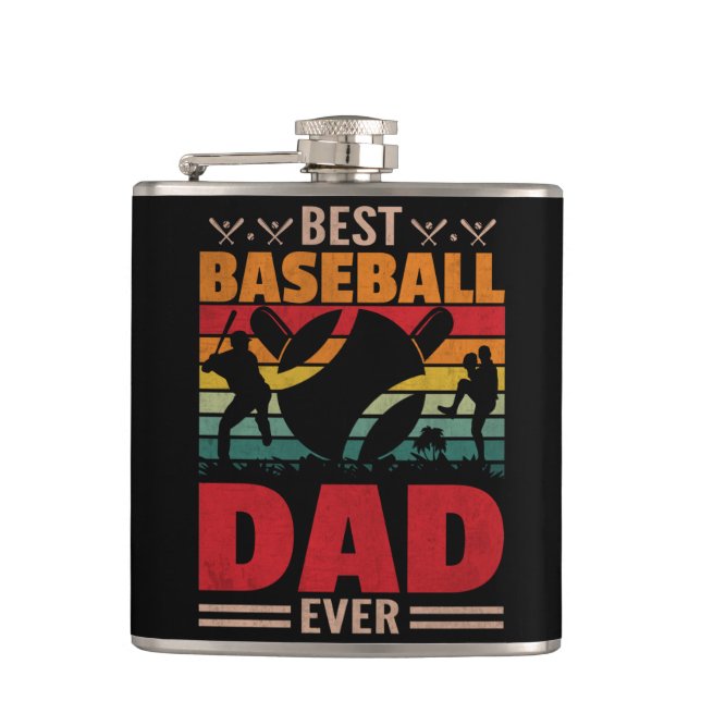 Best Baseball Dad Ever Flask (Front)