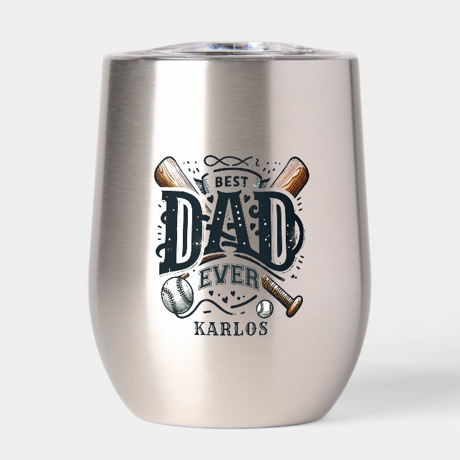 Best Baseball Dad Ever Thermal Wine Tumbler (Front)