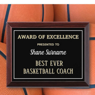 Best Basketball Coach Award Plaque
