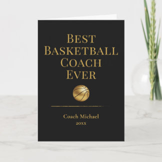 Best Basketball Coach Ever Elegant Black Gold Gift Thank You Card