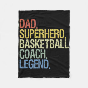Best Basketball Dad Coach Ever Retro Fathers Day B Fleece Blanket