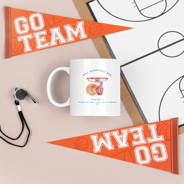 Best Basketball Mom | Cute Monogram Photo Coffee Mug (Creator Uploaded)