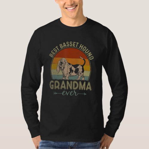 Best Basset Hound Dog Grandma Ever Retro Mothers  T_Shirt