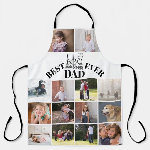 Best BBQ master dad Fathers Day black photo Apron