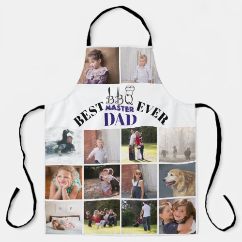 Best BBQ master dad Fathers Day blue photo Apron