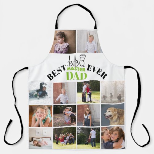 Best BBQ master dad Fathers Day green photo Apron