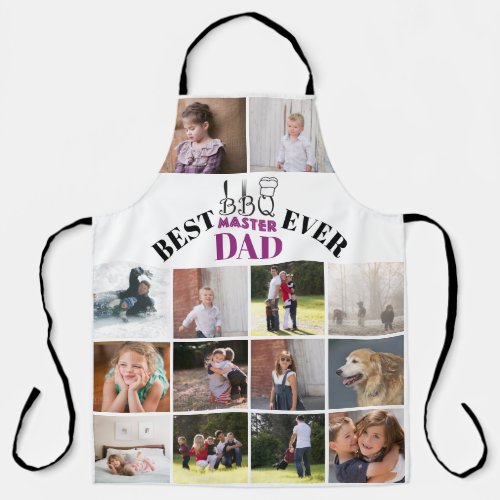 Best BBQ master dad Fathers Day purple photo Apron