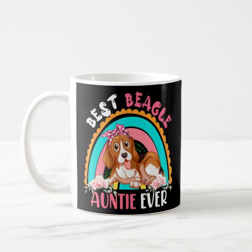 Best Beagle Auntie Ever Cute Rainbow Flowers Dog  Coffee Mug