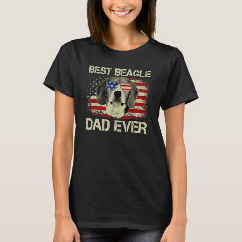 Best Beagle Dad Ever Dog  American Flag Fathers D T_Shirt