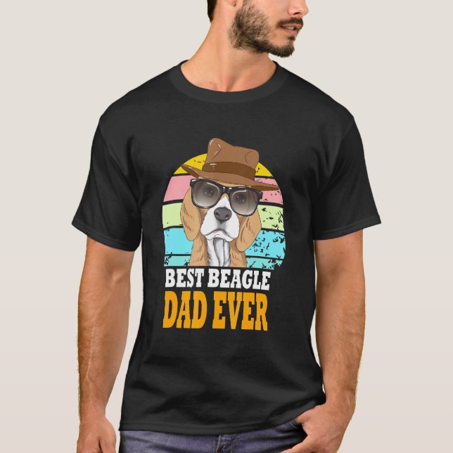 Best Beagle Dad Ever Dogs Retro Puppy Sunglasses H T-Shirt (Front)