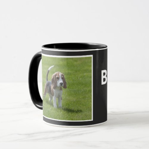 Best Beagle Dog Dad and Proud Photo Black Coffee Mug