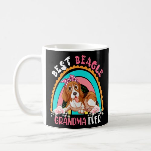 Best Beagle Grandma Ever Cute Rainbow Flowers Dog  Coffee Mug