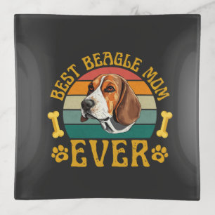 Best Beagle Mom Ever, Funny Beagle Dog Canine Trinket Tray