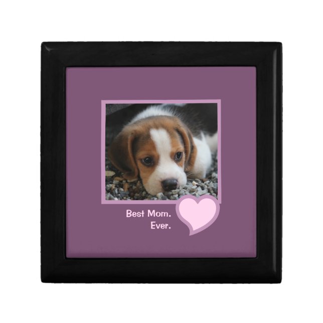 Best Beagle Mom Ever Pink Text Pet Dog Photo Gift Box (Front)