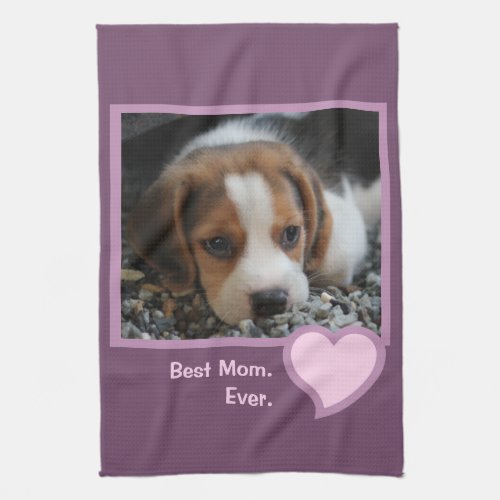 Best Beagle Mom Ever Pink Text Pet Dog Photo  Kitchen Towel