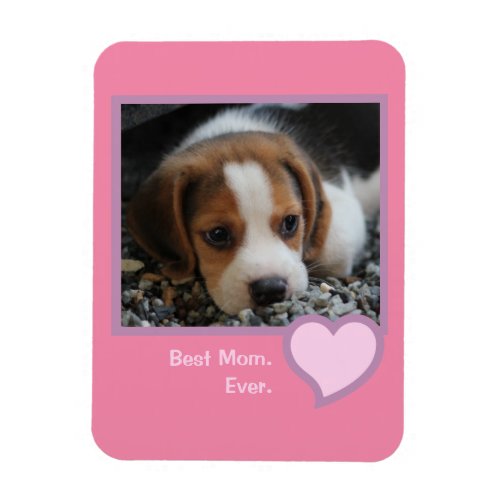Best Beagle Mom Ever Pink Text Pet Dog Photo  Magnet