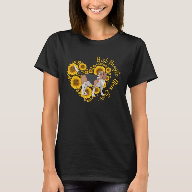 Best Beagle Mom Sunflower Heart  Mother s Day T-Shirt (Front)