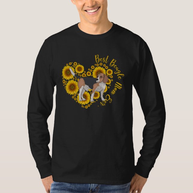 Best Beagle Mom Sunflower Heart  Mother s Day T-Shirt (Front)