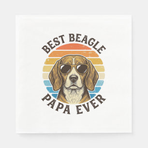 Best Beagle Papa Ever Vintage Dog Dad Shirt Design Napkins