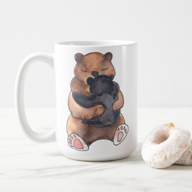 Best Bear Hugs Mom Mama Baby Bear Coffee Mug (With Donut)