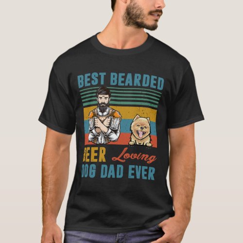 Best Bearded Beer Loving Dog Dad Pomeranian  T_Shirt