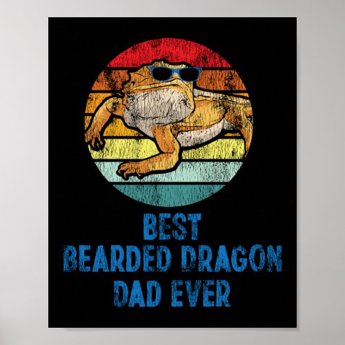 Best Bearded Dragon Dad Ever Retro Vintage Sunset Poster