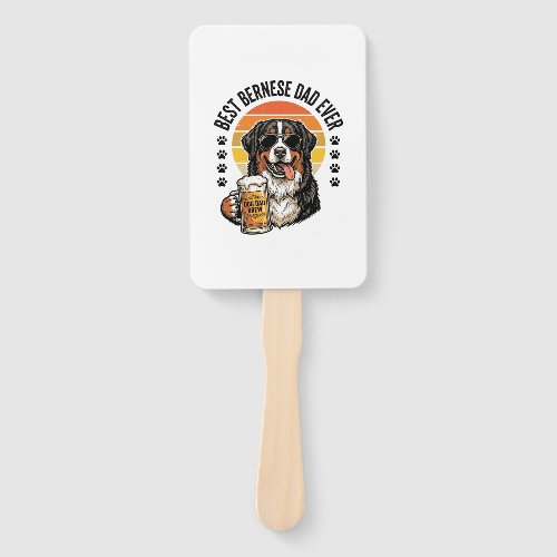 Best Bernese Dad Ever Vintage Dog Beer Shirt Desig Hand Fan